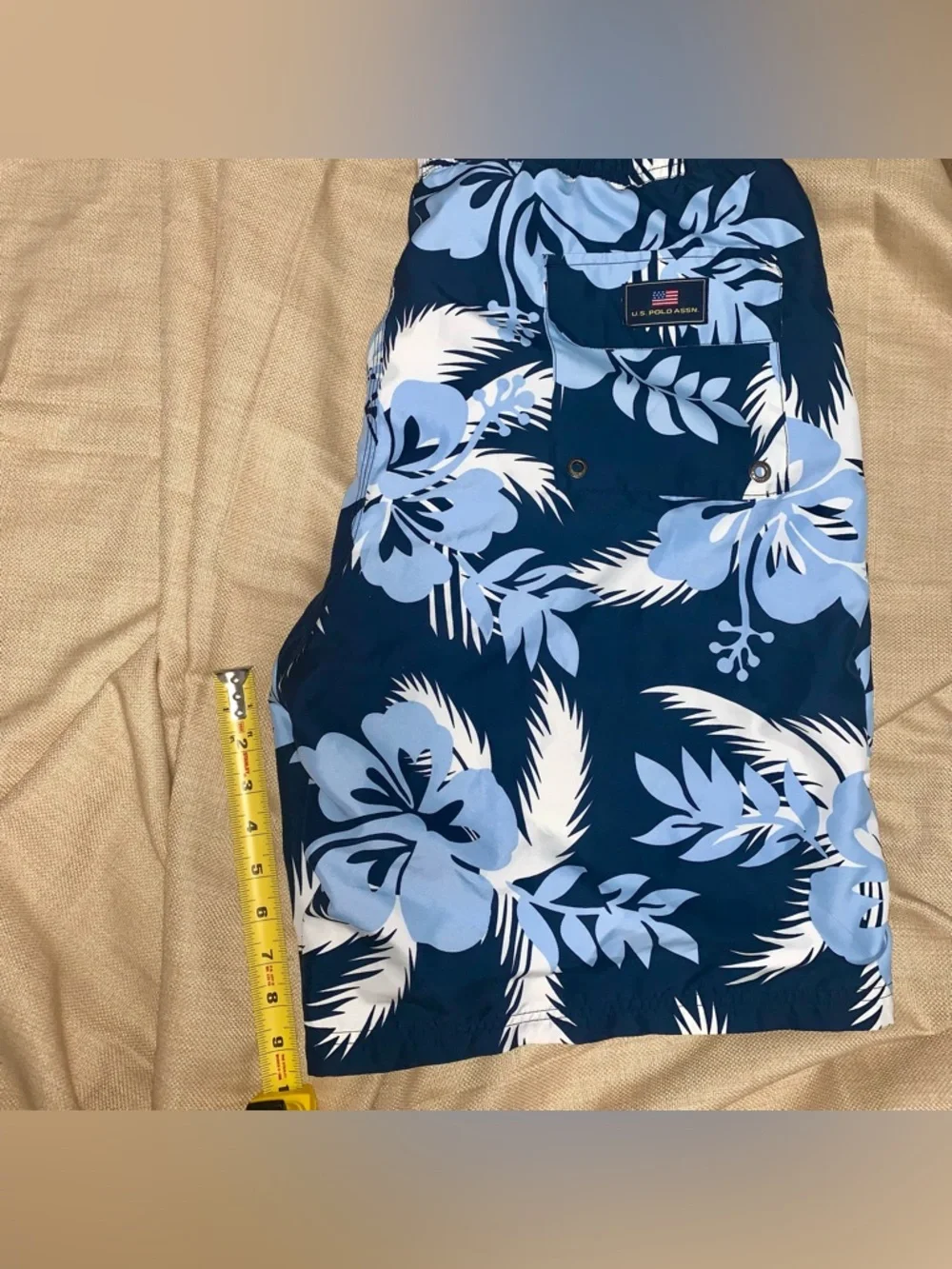 🏄‍♂️U.S. Polo Assn. 2XL Hawaiian Swim Trunks Blue Floral EUC